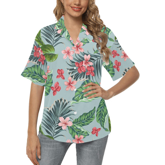 Plumeria Pattern Print Design PM027 Women's Hawaiian Shirt