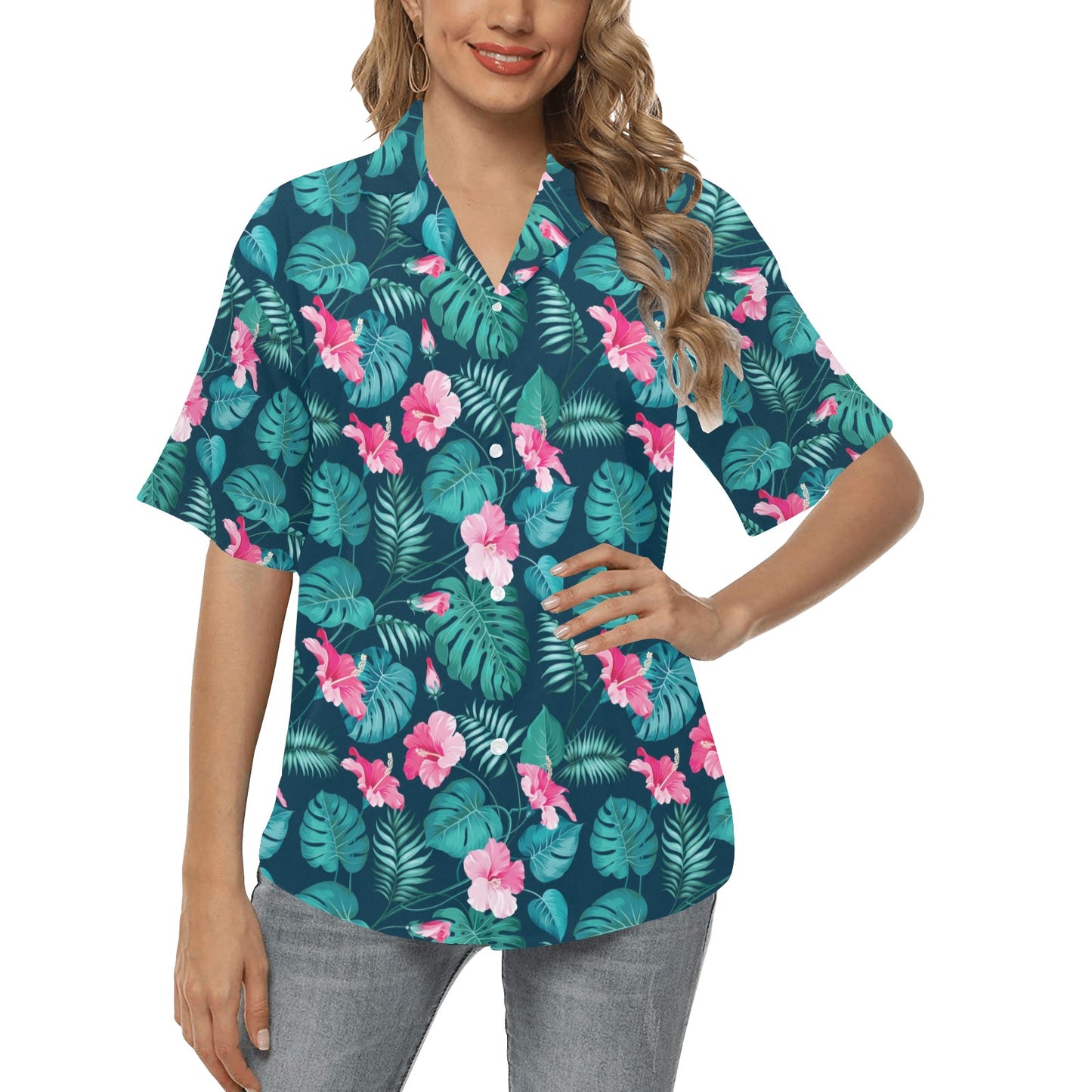 Summer Floral Print Design LKS301 Women's Hawaiian Shirt