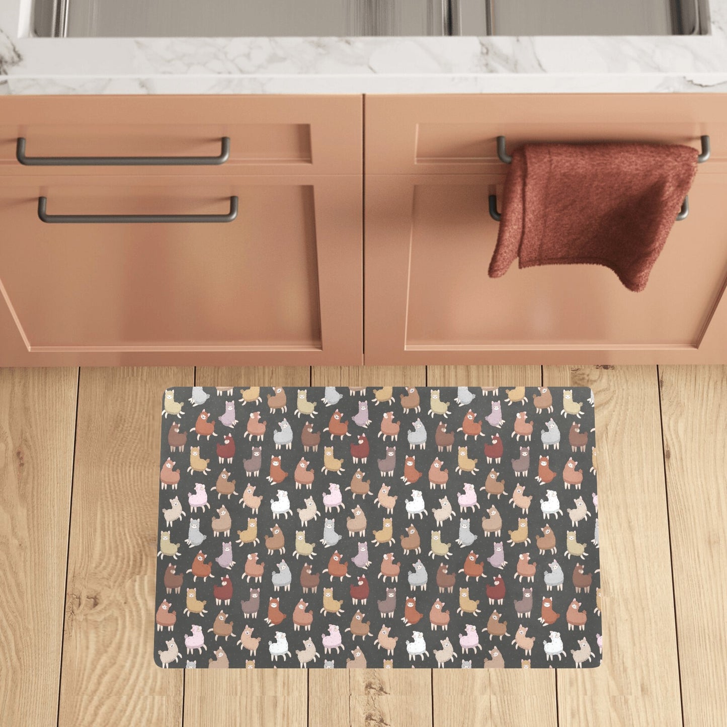 Alpaca Cute Design Themed Print Kitchen Mat