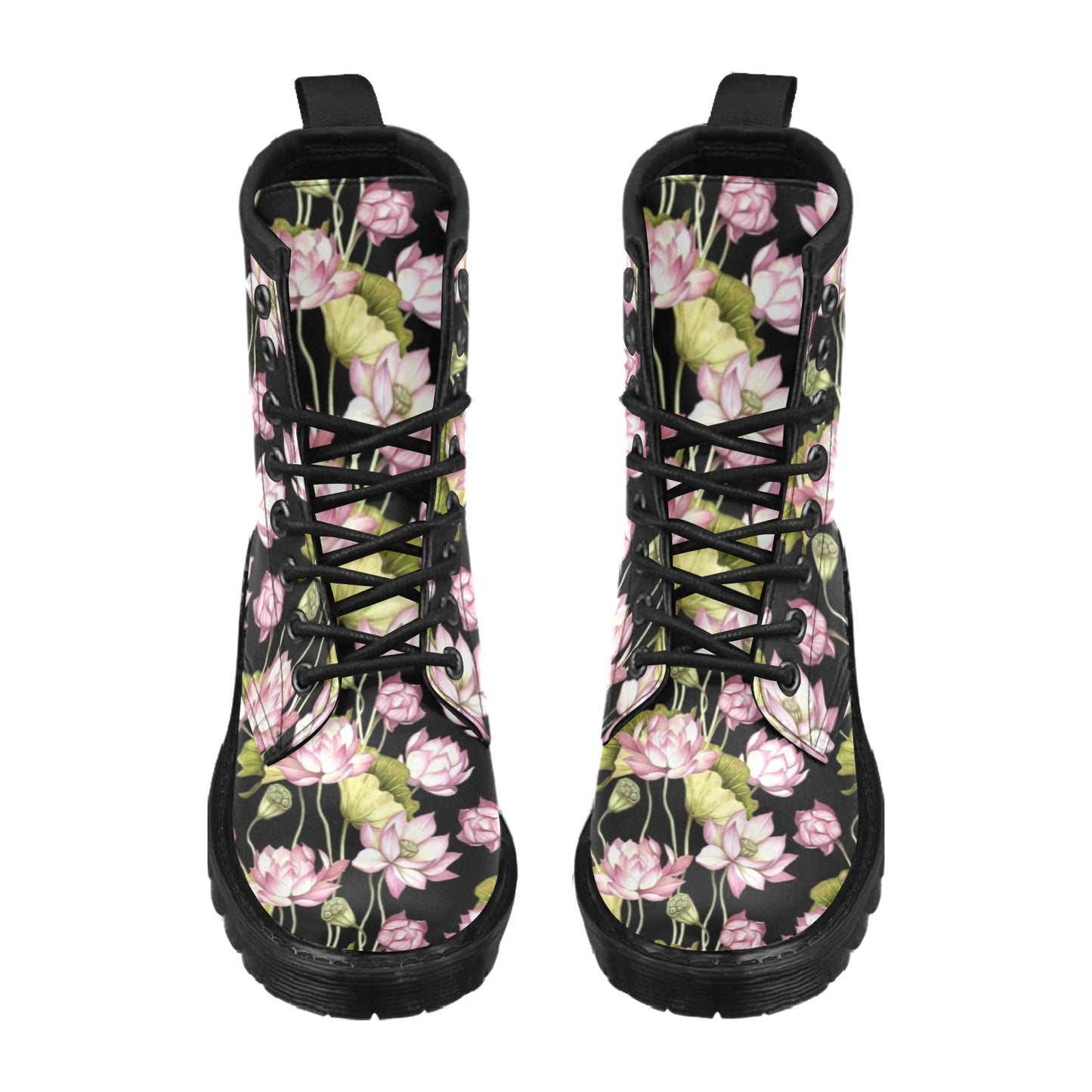 Water Lily Pattern Print Design WL06 Women's Boots