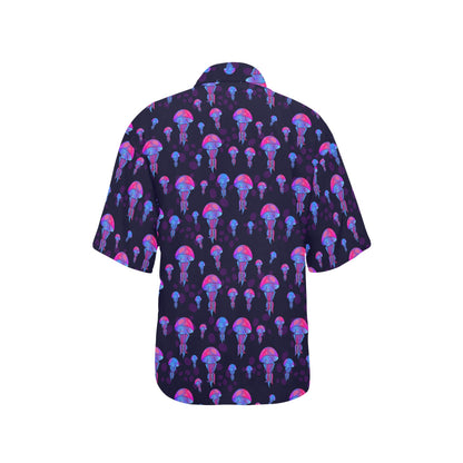 Jellyfish Neon Print Women's Hawaiian Shirt