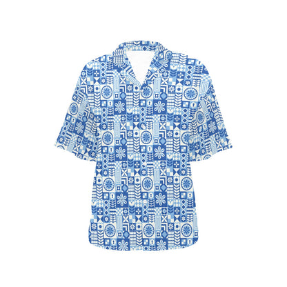 Swedish Print Pattern Women's Hawaiian Shirt