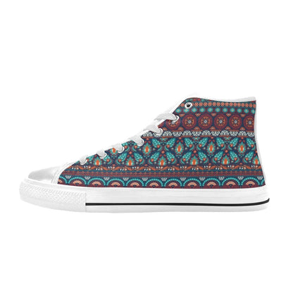Suzani Print Design LKS302 High Top Women's White Shoes