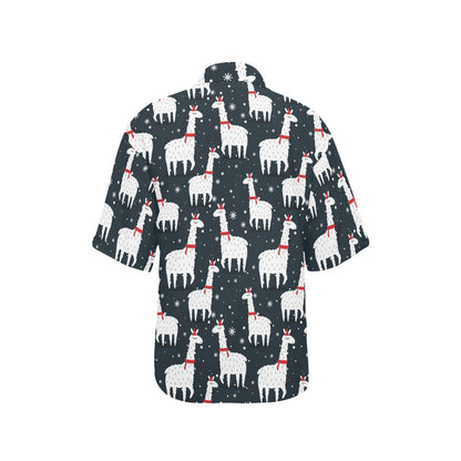 Alpaca Pattern Print Design 04 Women's Hawaiian Shirt