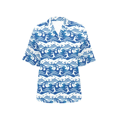 Wave Print Design LKS303 Women's Hawaiian Shirt