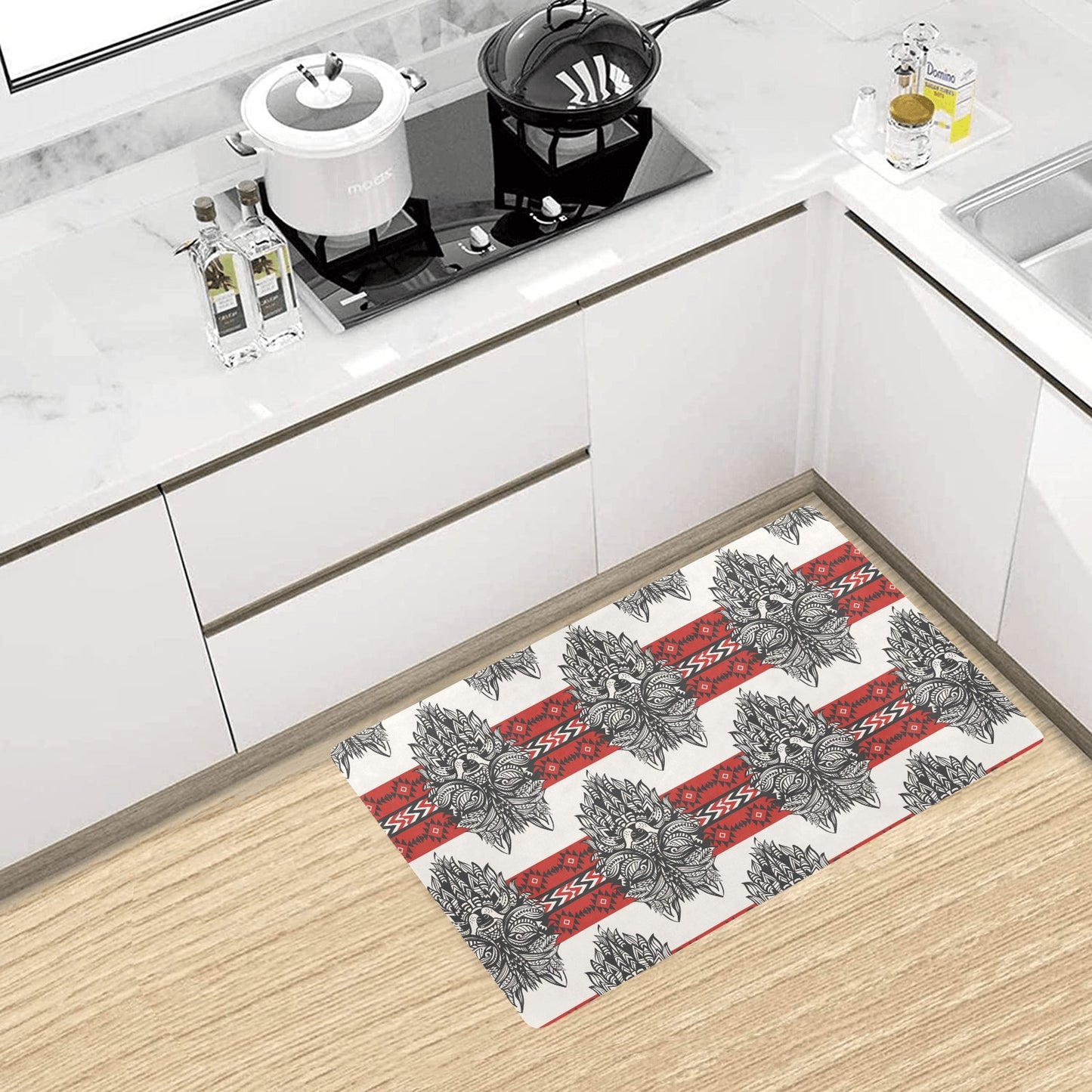 Native Indian Wolf Kitchen Mat