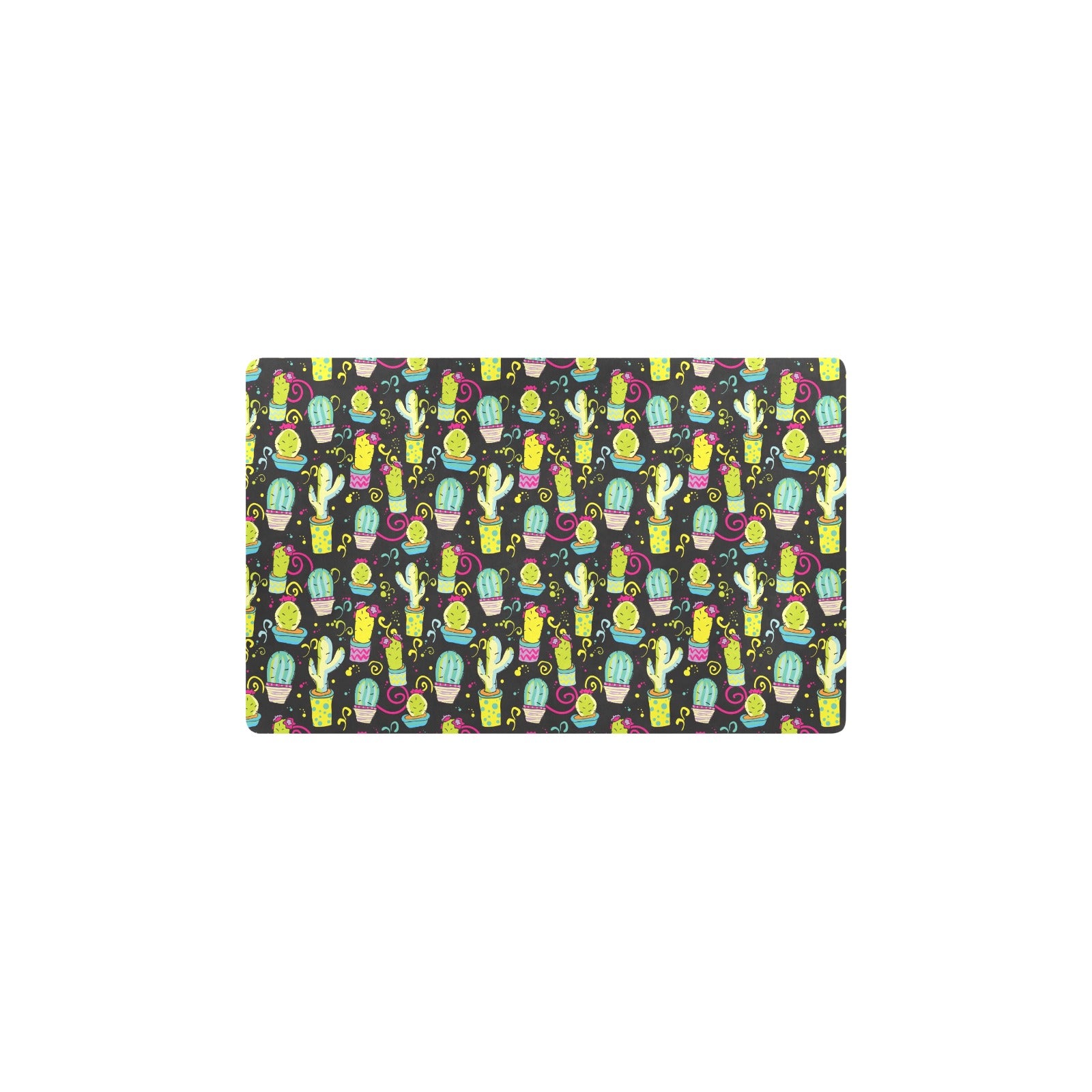 Cactus Neon Style Print Pattern Kitchen Mat