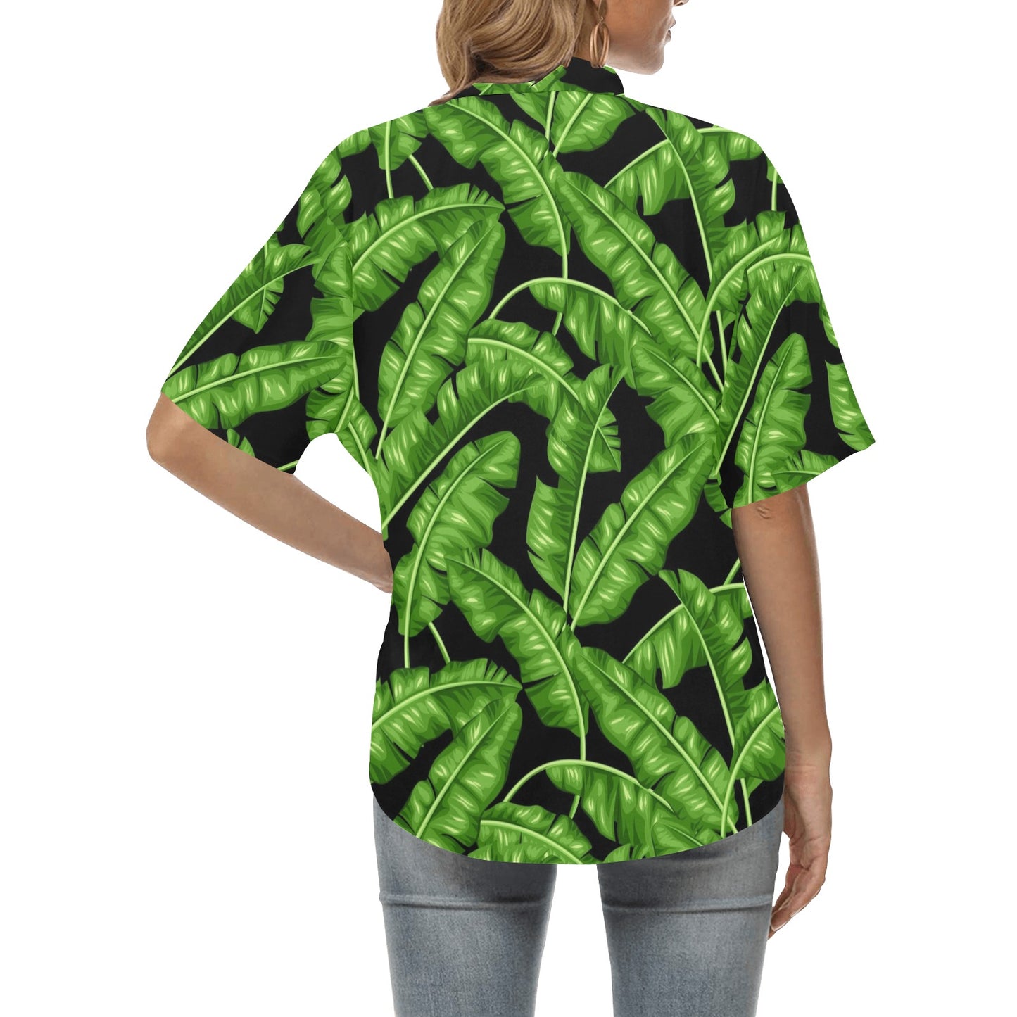 Banana Leaf Pattern Print Design BL01 Women's Hawaiian Shirt