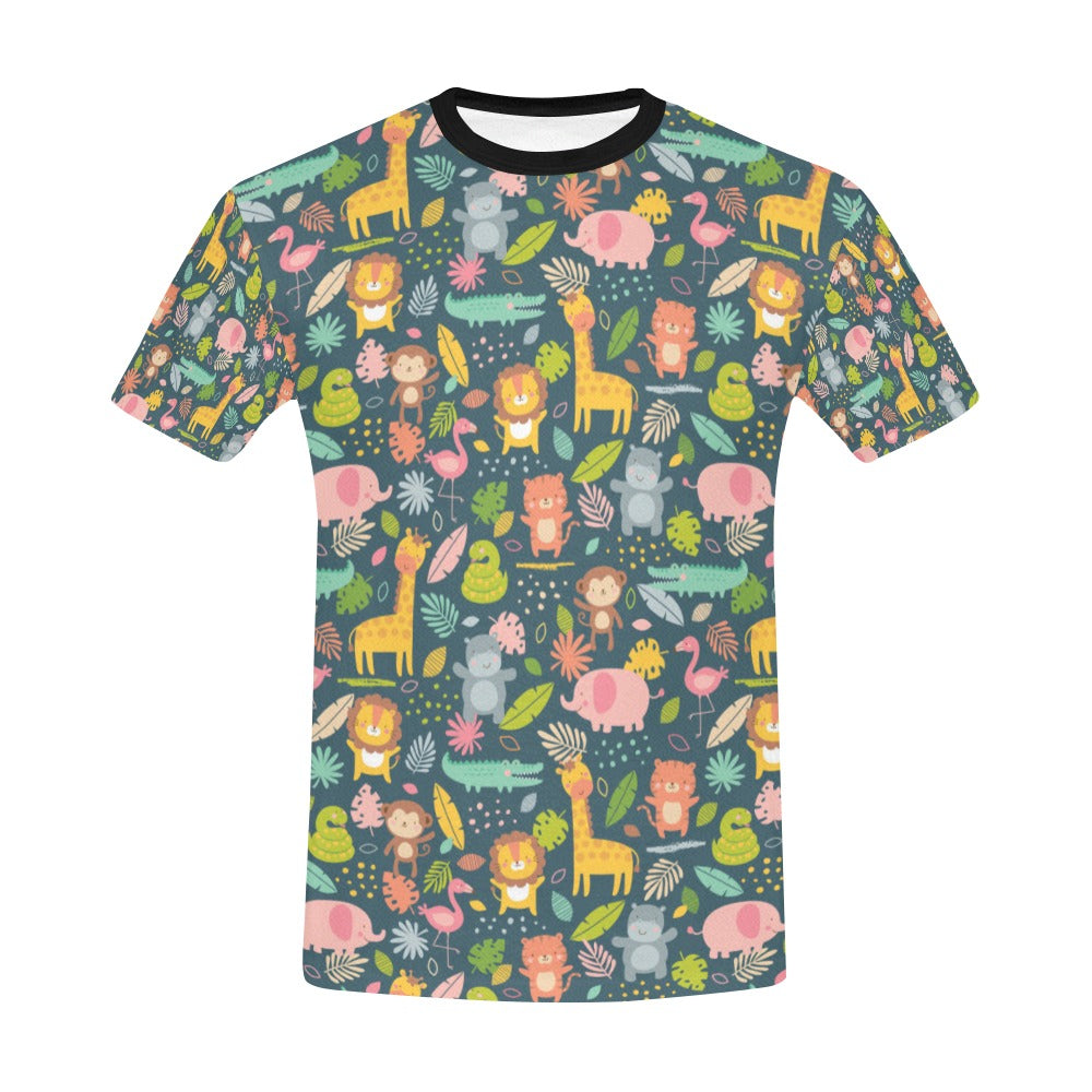 Safari Animal Cartoon Print Design LKS305 Men's All Over Print T-shirt