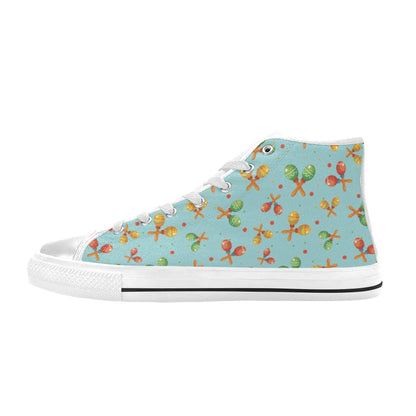 Maracas Print Design LKS402 High Top Women's White Shoes