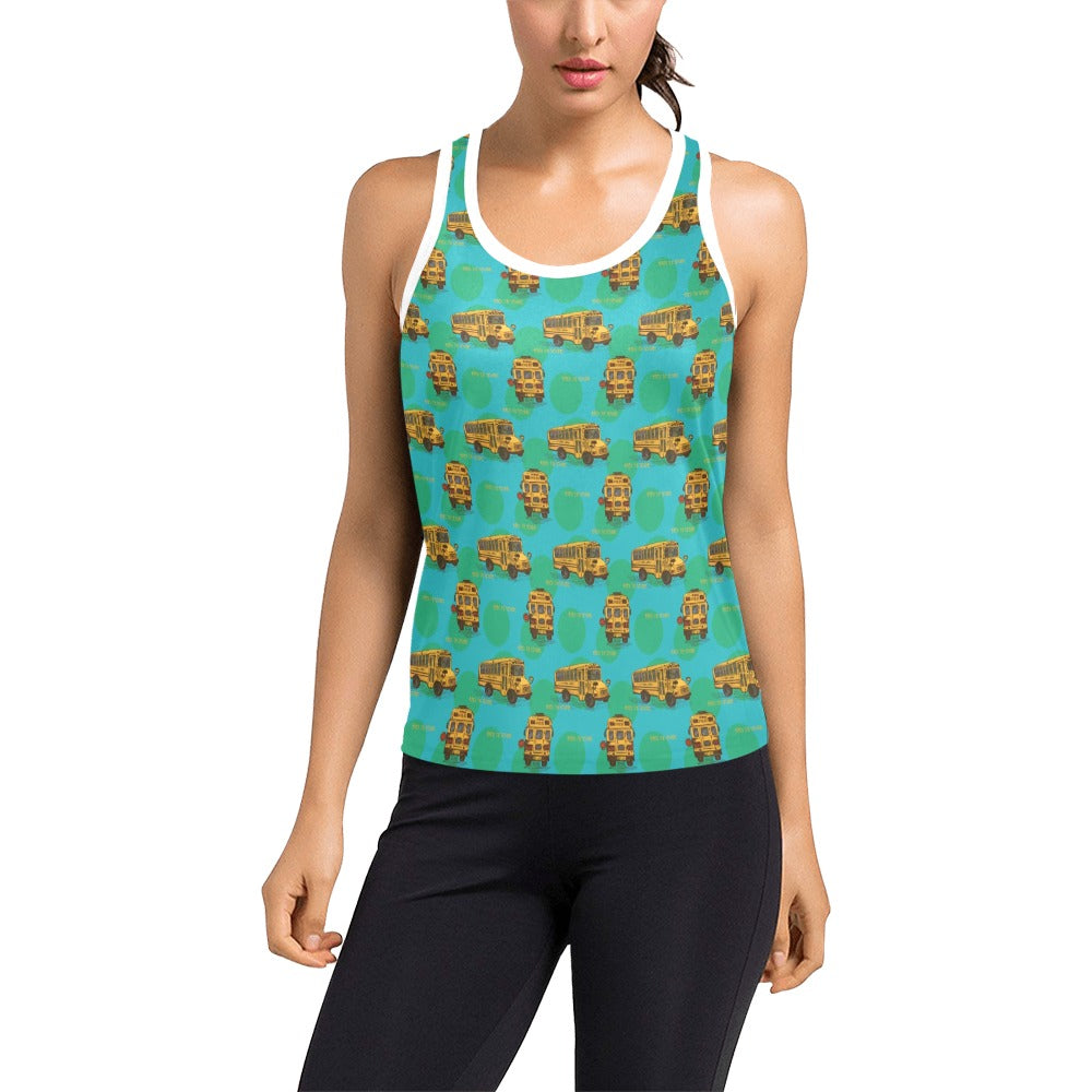 School Bus Print Design LKS308 Women's Racerback Tank Top