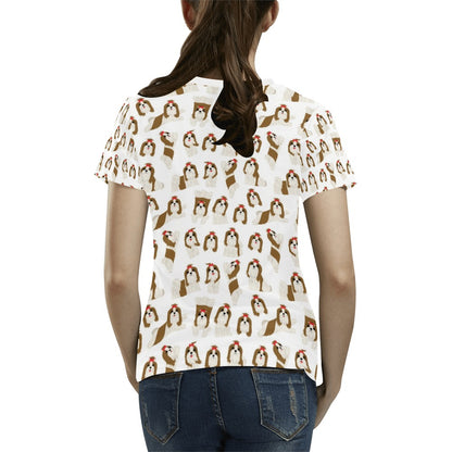 Shih Tzu Print Design LKS302 Women's  T-shirt