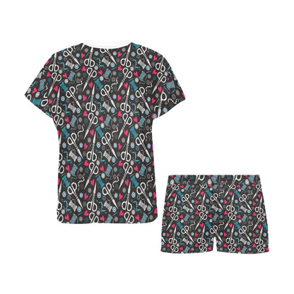 Sewing Equipment Print Design LKS305 Women's Short Pajama Set