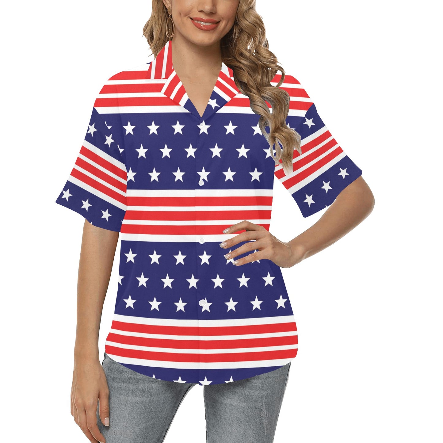 Patriotic Pattern Print Design A04 Women's Hawaiian Shirt