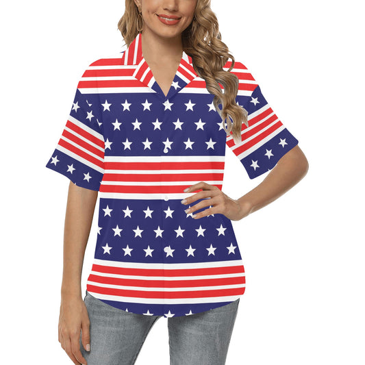 Patriotic Pattern Print Design A04 Women's Hawaiian Shirt