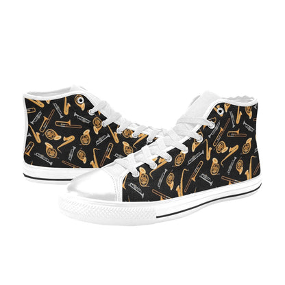 Saxophone Print Design LKS403 High Top Women's White Shoes