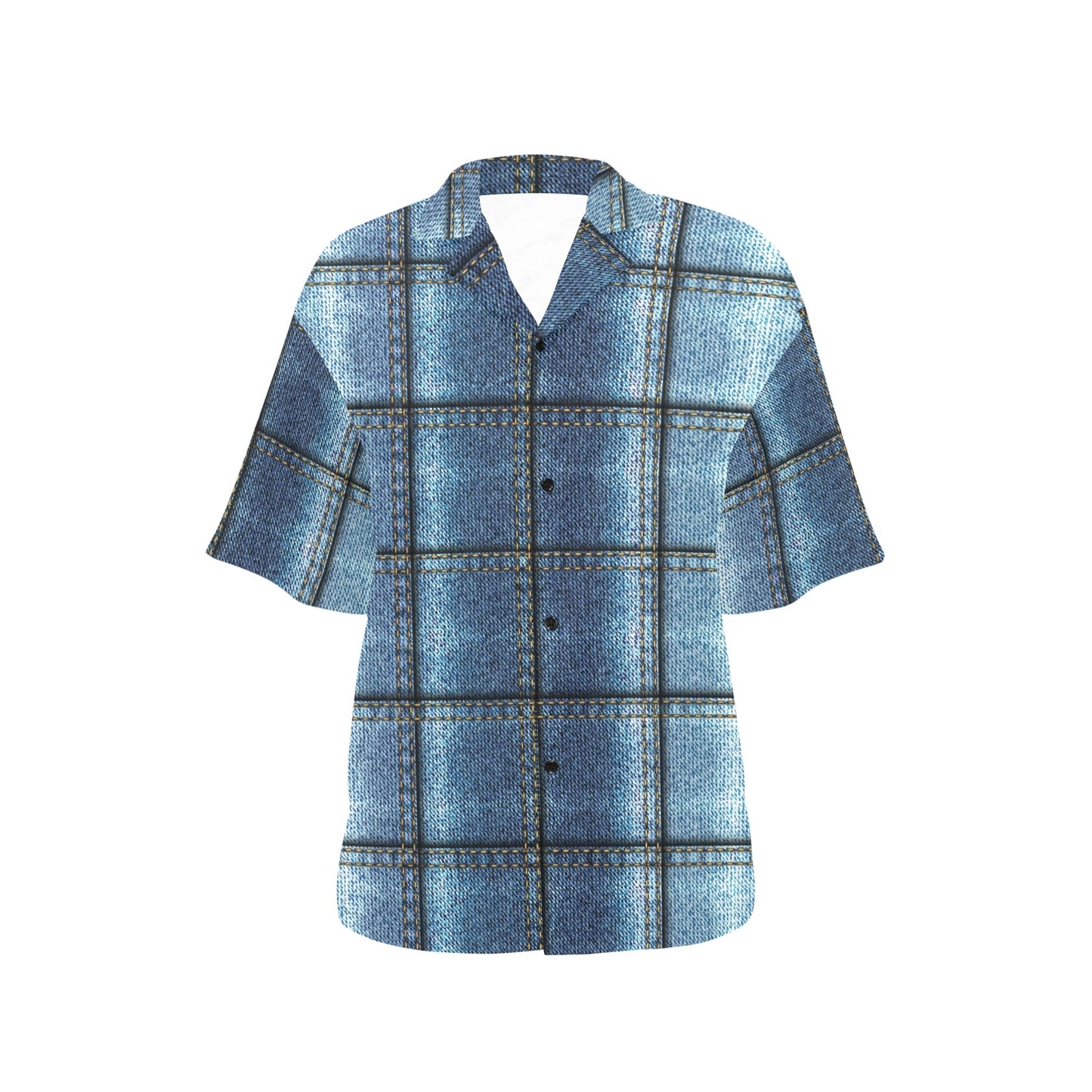 Jean Patchwork Pattern Print Design 02 Women's Hawaiian Shirt
