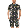 Hummingbird Flower Themed Print Men's Romper