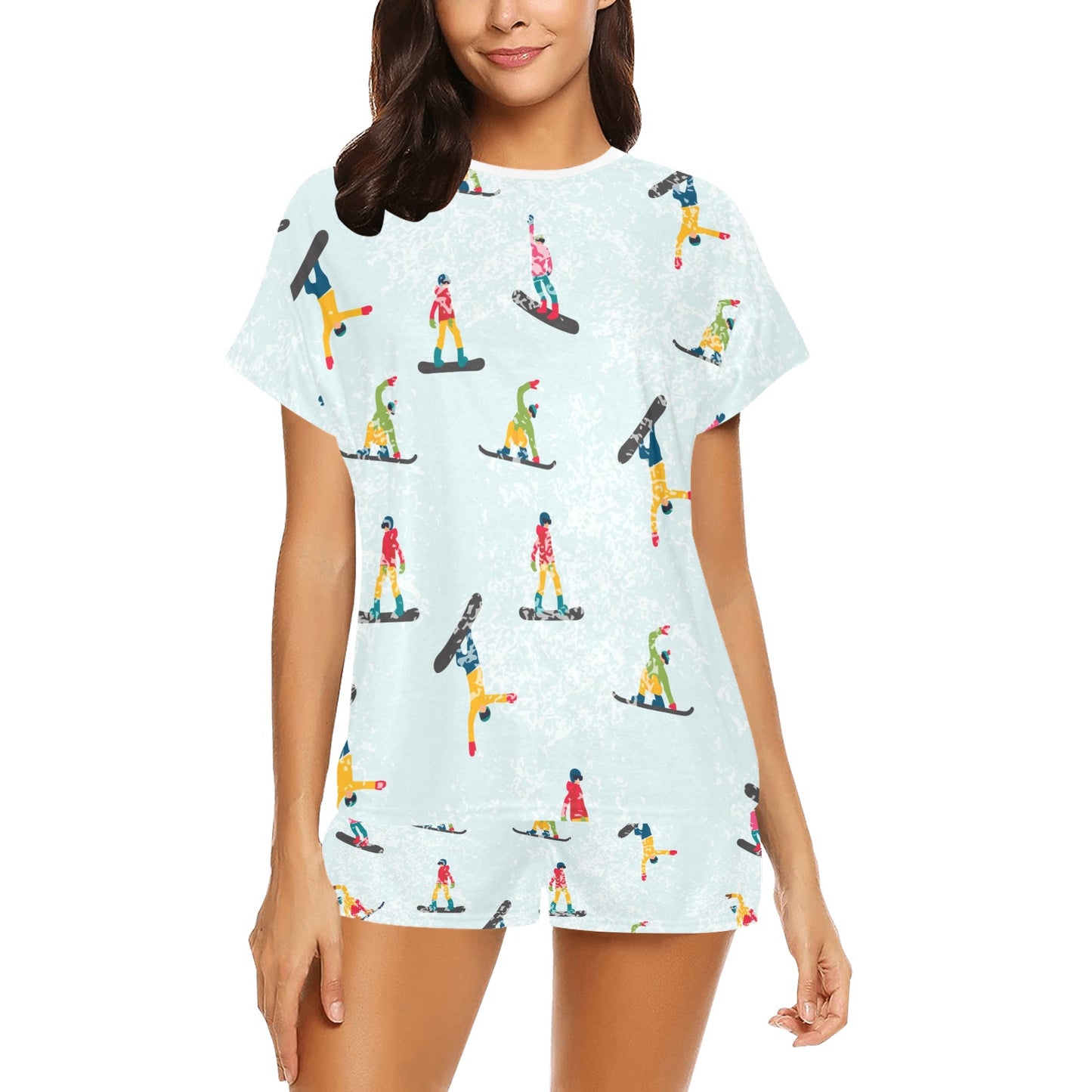 Snowboard Print Design LKS304 Women's Short Pajama Set