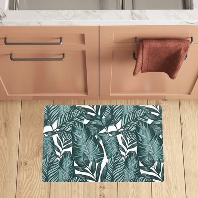 Tropical Palm Leaves Pattern Kitchen Mat