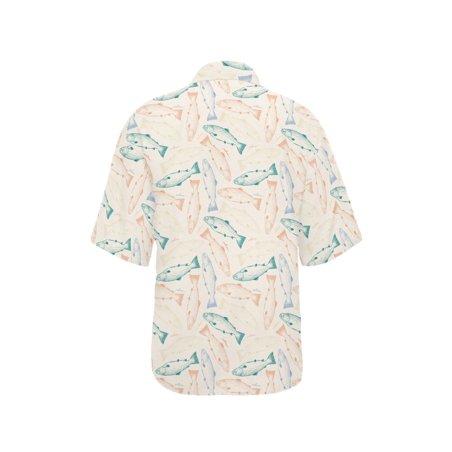 Salmon Fish Print Design LKS305 Women's Hawaiian Shirt