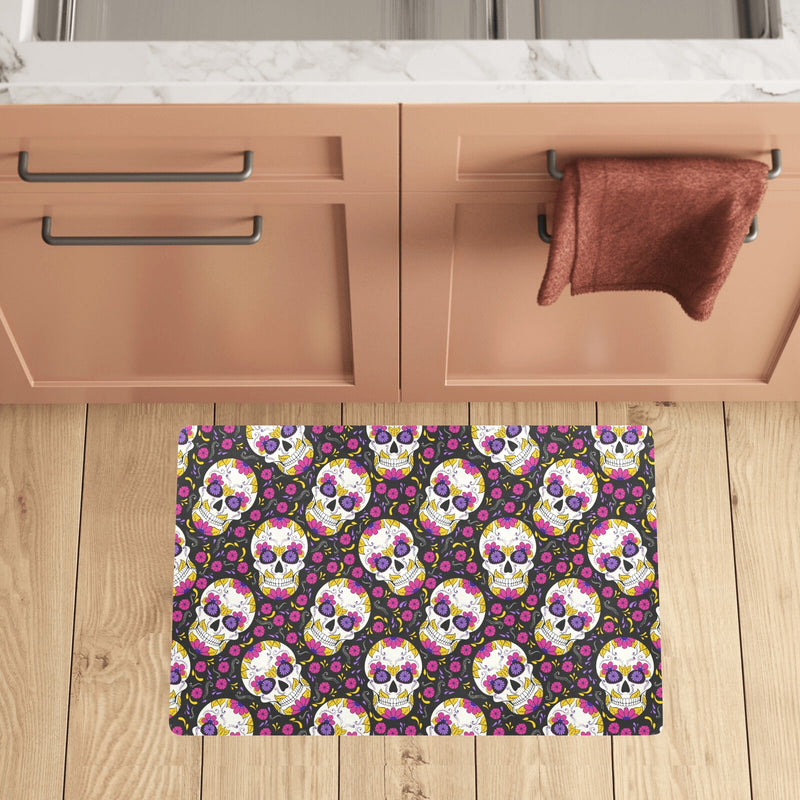 sugar skull Floral Pattern Kitchen Mat