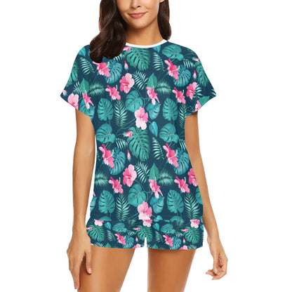 Summer Floral Print Design LKS301 Women's Short Pajama Set