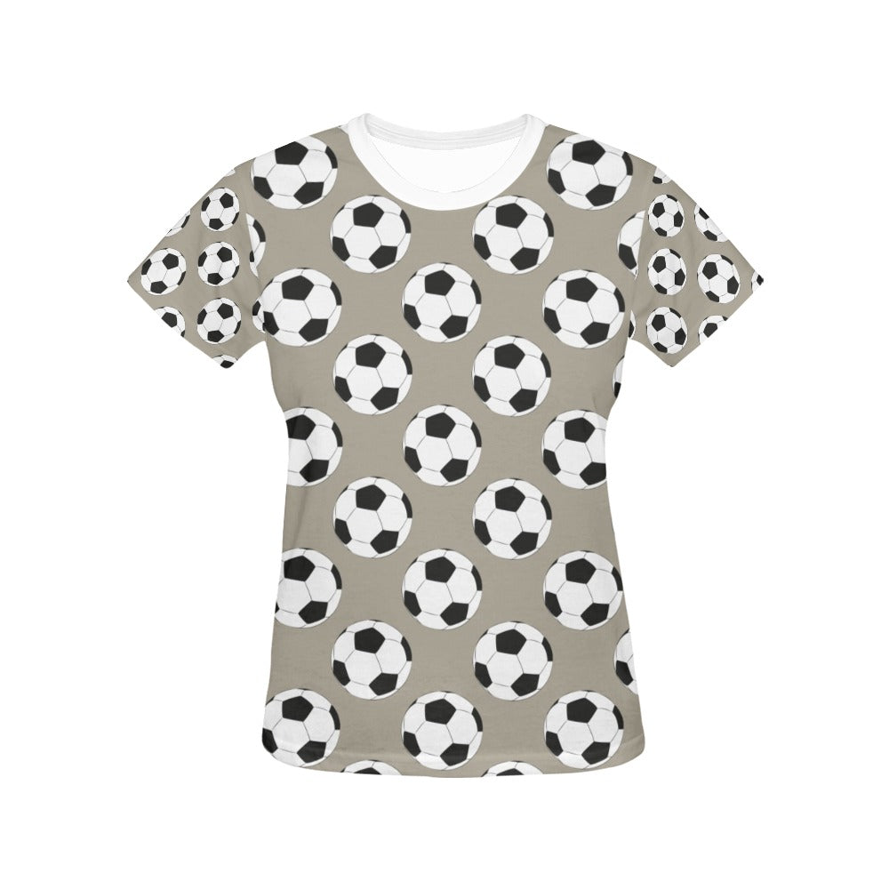Soccer Ball Print Design LKS302 Women's  T-shirt