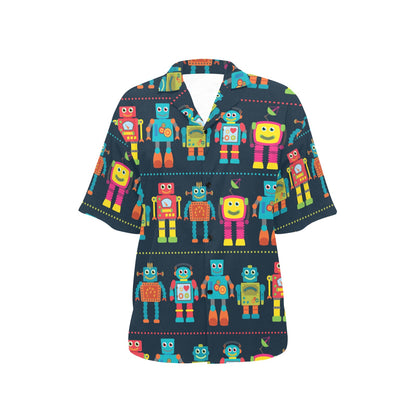 Robot Pattern Print Design A01 Women's Hawaiian Shirt