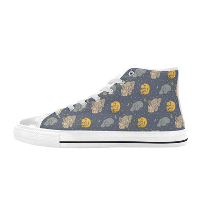 Safari Elephant Lion Print Design LKS303 High Top Women's White Shoes