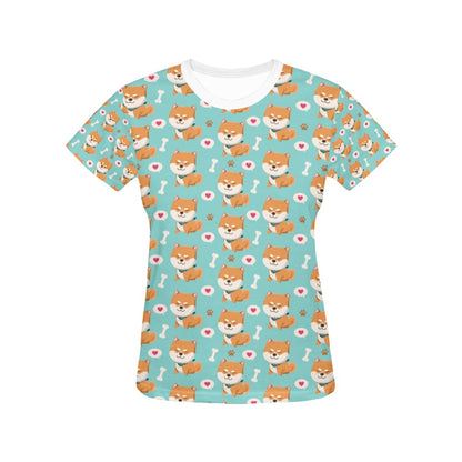Shiba Inu Print Design LKS3013 Women's  T-shirt