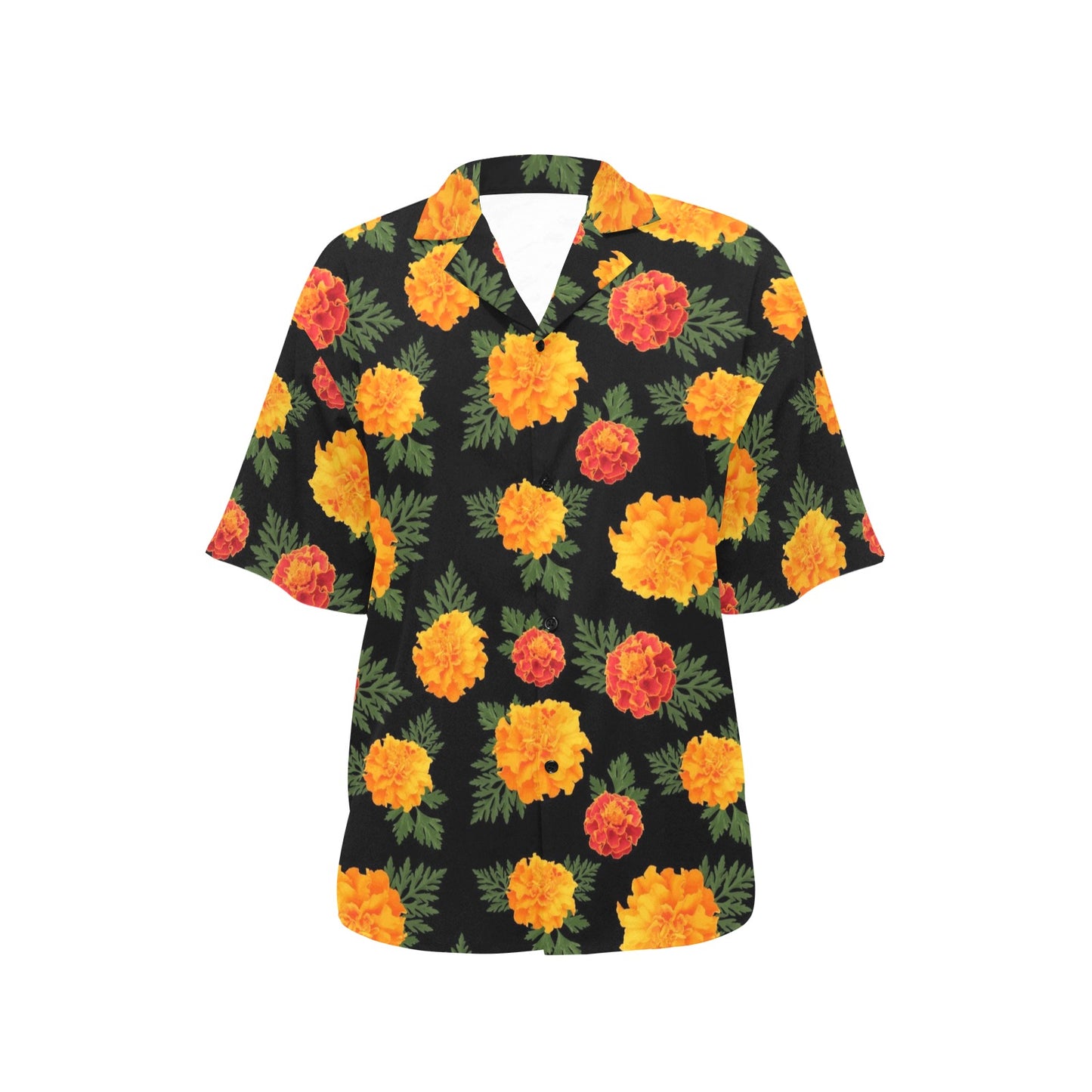 Marigold Pattern Print Design MR05 Women's Hawaiian Shirt