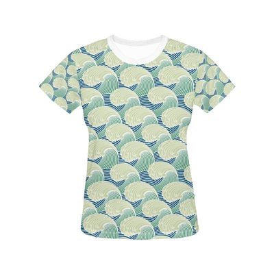 Wave Japan Style Print Design LKS302 Women's  T-shirt