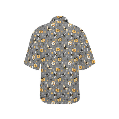 Honey Bee Print Design LKS301 Women's Hawaiian Shirt
