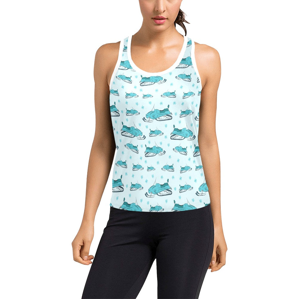 Snowmobile Print Design LKS301 Women's Racerback Tank Top