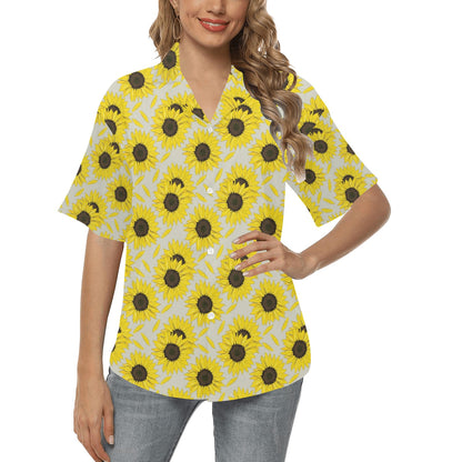 Sunflower Print Design LKS309 Women's Hawaiian Shirt