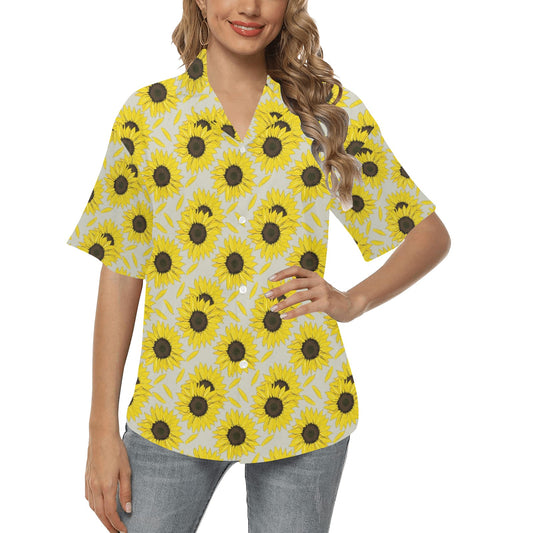 Sunflower Print Design LKS309 Women's Hawaiian Shirt