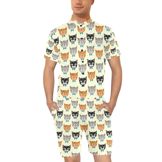 Cat Pattern Print Design 05 Men's Romper