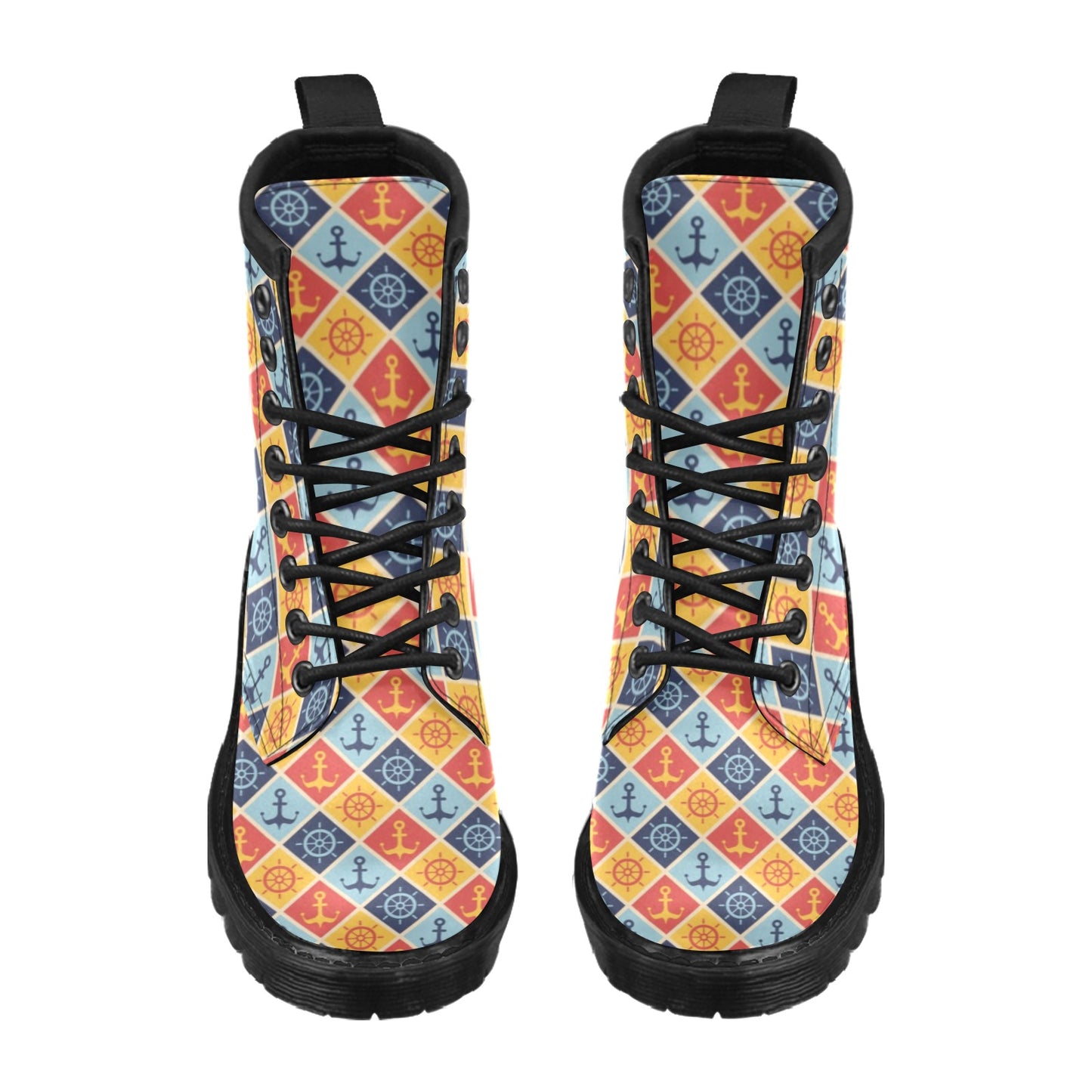 Nautical Pattern Design Themed Print Women's Boots