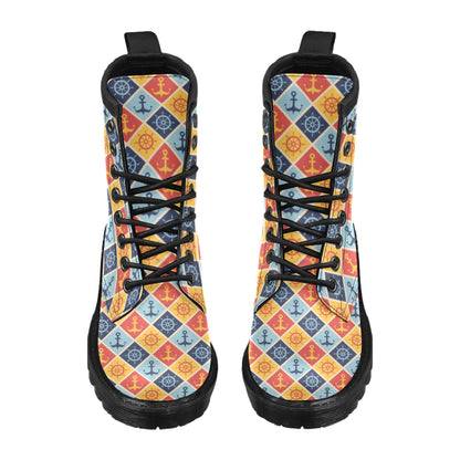 Nautical Pattern Design Themed Print Women's Boots