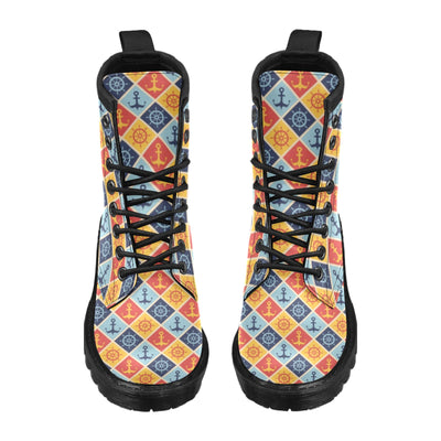 Nautical Pattern Design Themed Print Women's Boots