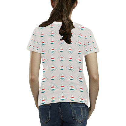 Sailboat Print Design LKS301 Women's  T-shirt