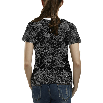 Spider Web Print Design LKS301 Women's  T-shirt