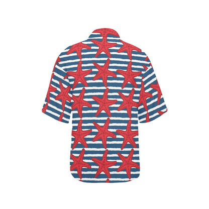 Starfish Red Pattern Print Design 02 Women's Hawaiian Shirt