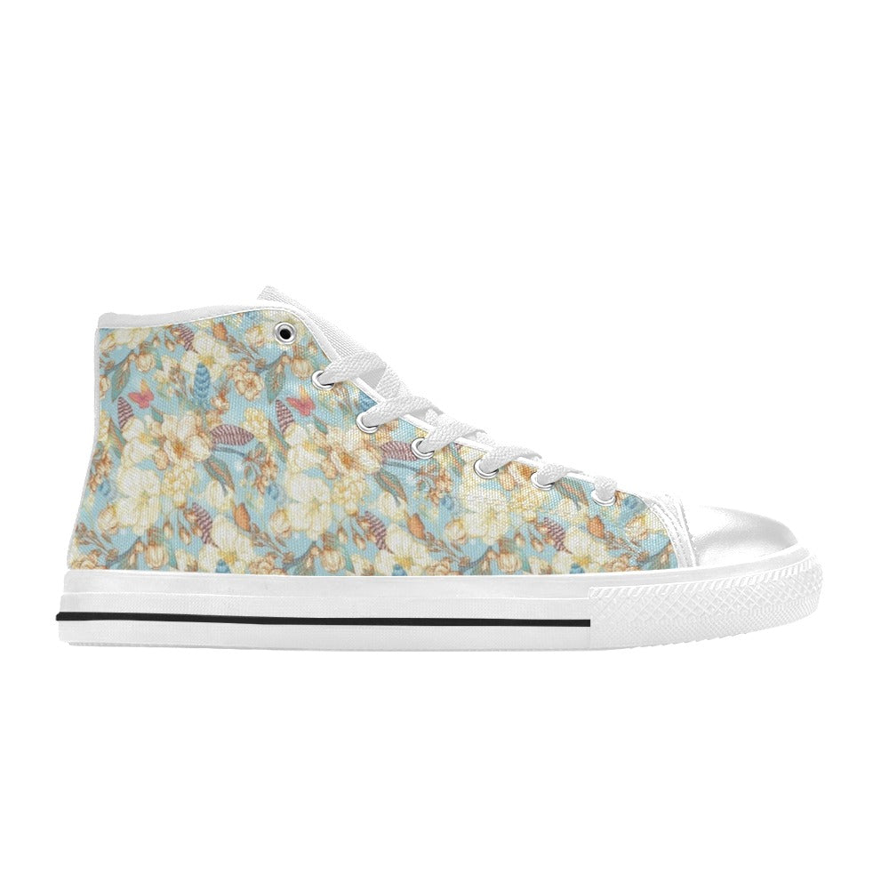 Summer Floral Print Design LKS302 High Top Women's White Shoes