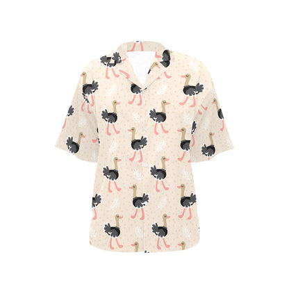 Ostrich Pattern Print Design 02 Women's Hawaiian Shirt