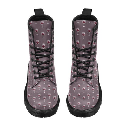 Wine Glass Pattern Print Design LKS305 Women's Boots