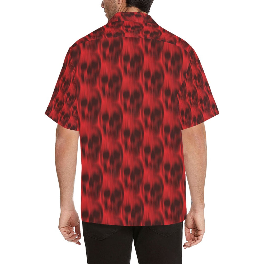 Skull Red Print Design LKS306 Men's Hawaiian Shirt