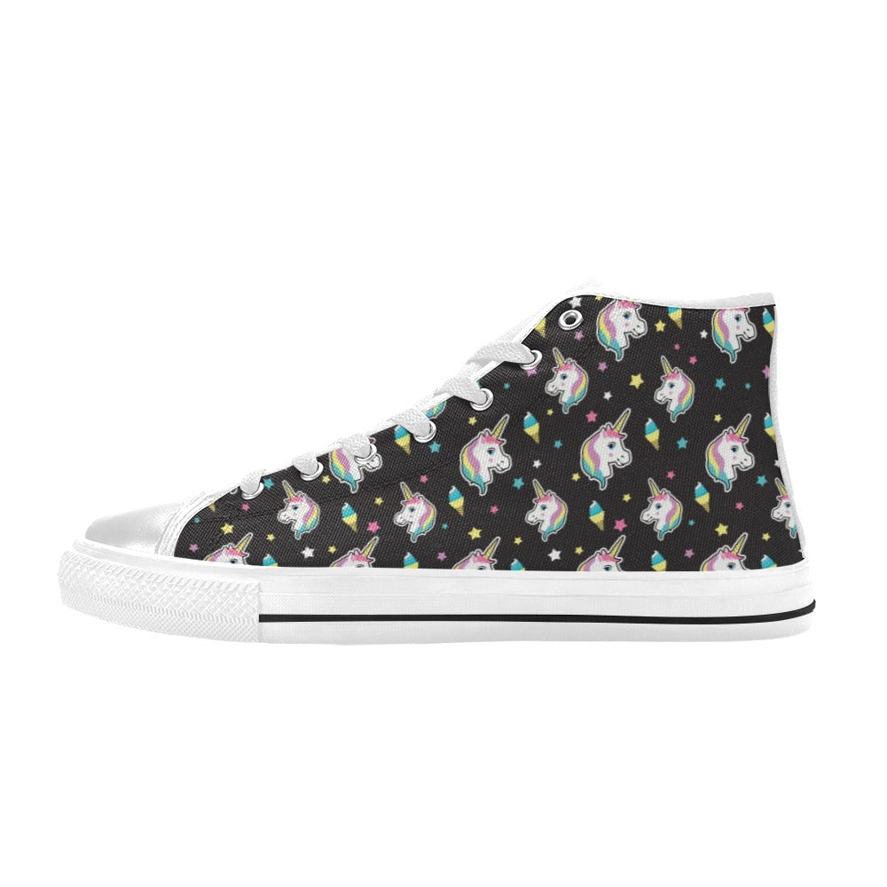 Unicorn Print Design LKS302 High Top Women's White Shoes