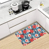 Red Hibiscus Blue Scene Kitchen Mat